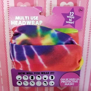 Multi-Use HeadWrap Headband Hair Tie Multicolor Rainbow Tie-Dye WEAR 12 WAYS - Picture 1 of 12