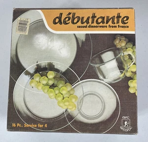VINTAGE DEBUTANTE 16-TEILIGES SERVICE FÜR 4 GLAS GESCHIRR AUS FRANKREICH NEU IM KARTON - Bild 1 von 5