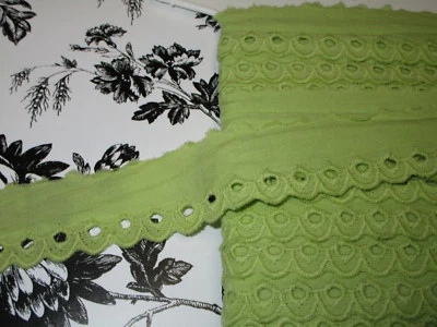 5 yardas 1" ancho kiwi verde no elástico algodón ojales encaje ribete para tu moda  Foto 1 de 4