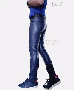 Azul Marino, Azul Oscuro Super Skintight Vaqueros Ajustados Cuero Ajuste Ajustado - Imagen 1 de 7