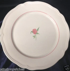 IKEA SWEDEN PORTUGAL PINK ROSE & VERGE DINNER PLATE 11" GREEN TRIM SCALLOPED RIM - Picture 1 of 6
