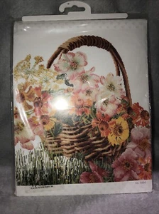 thea gouverneur cross stitch kit Flower Basket 3064 18 Count Aida Uk Seller - Picture 1 of 3