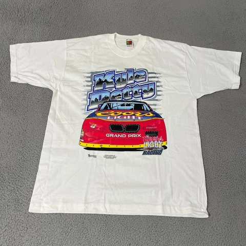 Vintage NASCAR Kyle Petty Shirt Mens XL White Short Sleeve Fruit Of The Loom Cover