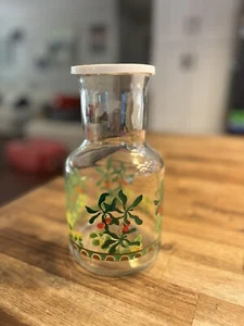 Vintage Kig Indonesia Glass Juice Carafe Pitcher with Berries Motif 9” - Picture 1 of 7