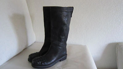 Latitude Femme Studded Black Leather Knee High Boots Size 37 US 7 Made in Italy - Image 1 of 4