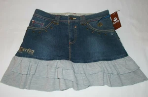 NWT Girls Dereon Ruffle Jean Skirt Embroidered Rose Size 12 - Picture 1 of 3