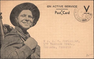 Canada 1942 on Active Service Postcard with Field Post Office Cancellation - Picture 1 of 2