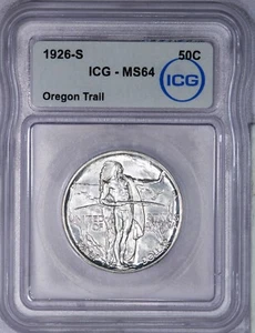 1926-S Oregon Trail Silver Commemorative Half Dollar 50C ICG MS64 - Picture 1 of 4