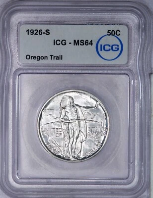 1926-S Oregon Trail Silver Commemorative Half Dollar 50C ICG MS64 - Image 1 of 4