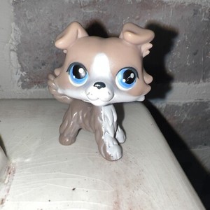 Littlest Pet Shop LPS #67 Gray Grey Collie Authentic Dog Blue Eye