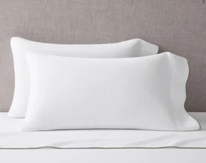 Restoration Hardware Italian Heritage Washed Piped Linen Standard 2 Pillowcases - Picture 1 of 11