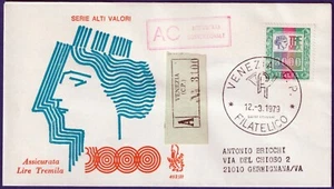 1979 - FDC Venetia - Alti Valori L.3000 - Viaggiata per assicurata - n.462It - Picture 1 of 2