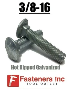 3/8-16 Hot Dipped Galvanized Carriage Bolts Coach Bolts - Select Length & Qty - Picture 1 of 2