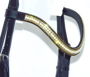 FSS Glimmer Crystal Browband JET NEGRO ORO CREMA PERLA 5x Filas Bling Forma Curva - Imagen 1 de 1
