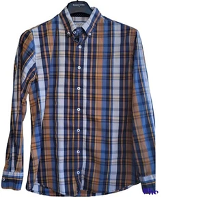 Nick Graham Everywhere Herren Gr. L Hemd Langarm Button Down kariert blau & hellbraun - Bild 1 von 7