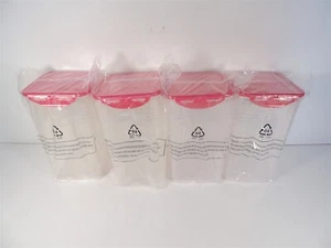 Lot 4 Lock & Lock Food Storage Container 4.2 Quart 4L 135 oz Plastic Red Lid New - Picture 1 of 3