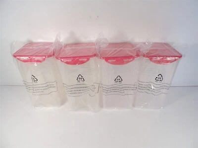 Lot 4 Lock & Lock Food Storage Container 4.2 Quart 4L 135 oz Plastic Red Lid New - Image 1 of 3