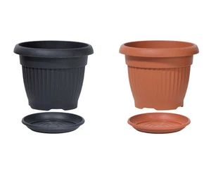 Blumentopf Balkontopf Terasse Garten Viele Grosse 2 Farben Inkl Untersetzer NEU - Bild 1 von 7