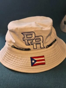 Puerto Rico White Bucket Hat Flag Logo - One Size - Picture 1 of 6
