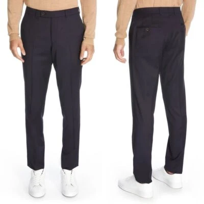 Jack Victor Pablo Flat Front Wool Pants Navy Blue Size 39 R Canada Nordstrom NEW — 第 1/4 张图片