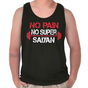 No Pain Super Saiyan Gym Workout Z Cool Gift Anime Goku Lit Tank Top T-shirt