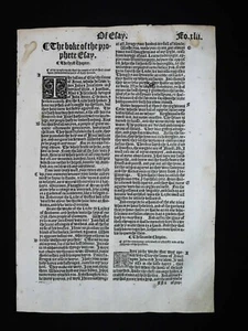 1541 GREAT BIBLE LEAF BOOK OF ISAIAH TITLE PAGE COME LET US REASON CRANMER - Picture 1 of 5