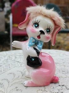 Kreiss Pink Jewel Eye Poodle w Rabbit Fur Hair MCM Mid Century - Picture 1 of 7