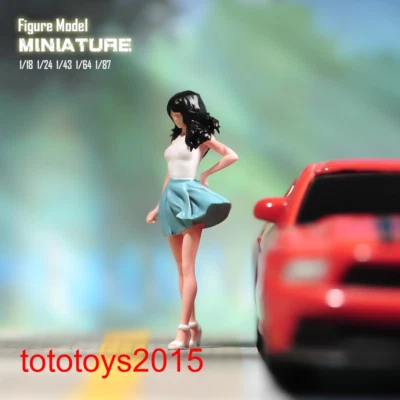 1/43 Short skirt girl Scene Prop Miniature Figures Doll For Cars Vehicles Toy - Image 1 of 4