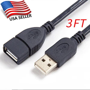 3FT USB 2.0 Male to Female Extension Data Charger Cable Cord Adapter M/F - Picture 1 of 8