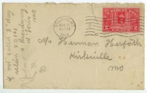 Feb 10 1914 St Louis Missouri 2ct Paketpost - Bild 1 von 1