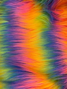 60" Wide Bright Rainbow Upholstery Faux Fur Shaggy Coat Costume Fabric BY YARD - Picture 1 of 1