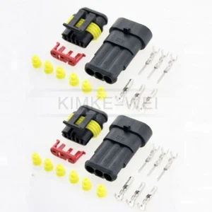 2 Kit 3 Pin Way Sealed Waterproof Electrical Connector Plug for Car Auto Boat  - Picture 1 of 1