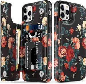 iPhone 15 Plus 6.7" Case Flip Folio Leather Wallet - Pink Red Roses - Picture 1 of 6