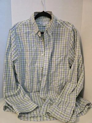 Banana Republic Mens Non Iron Slim Fit Long Sleeve Shirt Sz L Green Blue - Image 1 of 4