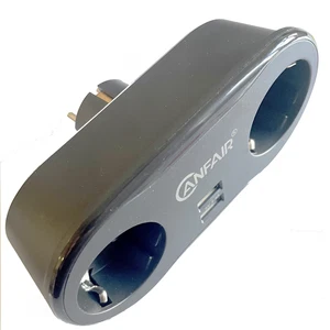 2-fach Mehrfachsteckdose 2er Adapter Steckdose mit 2*USB-A Ladegerät Wandmontage - Bild 1 von 3