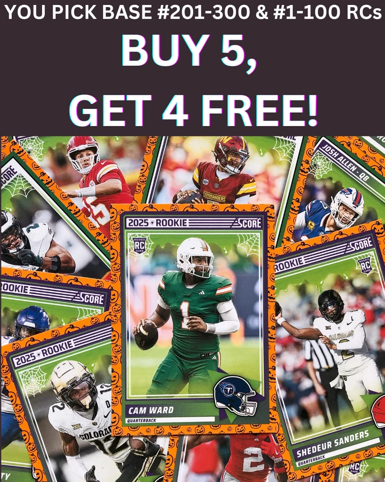 2025 Panini Score-A-Treat BASE #201-300 & #1-100 RCs You Pick & Complete a Set! - Image 1 of 1