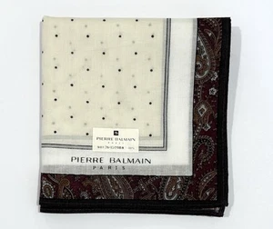 MEN’S HANDKERCHIEF Paisley BROWN Pierre Balmain COTTON POCKET ART SQUARE 18” - Picture 1 of 7