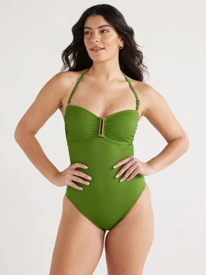 Traje de baño Sofia Vergara de nailon acanalado de una pieza verde XS extra pequeño nuevo con etiquetas Foto 1 de 4
