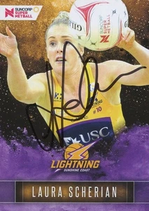 Tarjeta de juego firmada 2018 Sunshine Coast Lightning Netball Tap N - Laura Scherian - Imagen 1 de 3