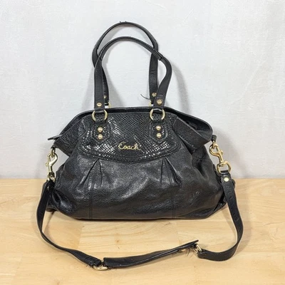 Bolso de hombro Coach Ashley grande convertible de cuero negro F19243 Foto 1 de 4