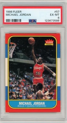 1986-87 Fleer Basketabll #57 Michael Jordan RC Rookie HOF PSA 6 - Image 1 of 2
