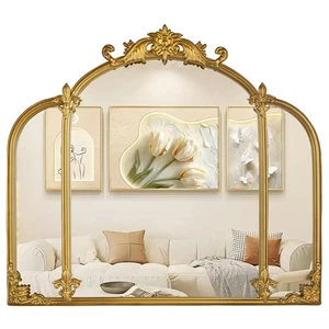 24"x22" Gold Arch Wall Mirror, Vintage Ornate Baroque Mirror with Metal Frame... - Picture 1 of 9