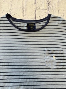 Polo Ralph Lauren T Shirt Mens XXL Baby Blue/Navy Stripe Preppy RN 41381 - Picture 1 of 8