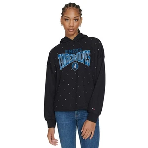 Women's Tommy Jeans Black Minnesota Timberwolves Stella Cropped Pullover Hoodie - Picture 1 of 2