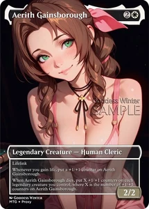 MTG FF - Aerith Gainsborough - Fanart Borderless Style - EDH / Playtest - Bild 1 von 3