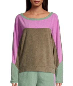 Free People Blue Monday Fleece Color Block Pullover Sweatshirt Gr. M OVERSIZED - Bild 1 von 5