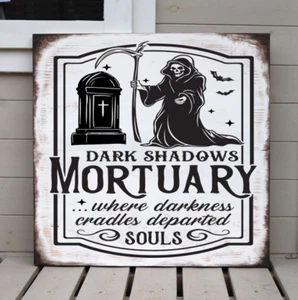 Rustic metal dark shadows mortuary darkness departed souls halloween sign plaque - Picture 1 of 1