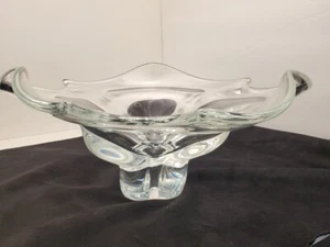 1970's Crimped Glass Bowl Footed VINTAGE - Picture 1 of 11