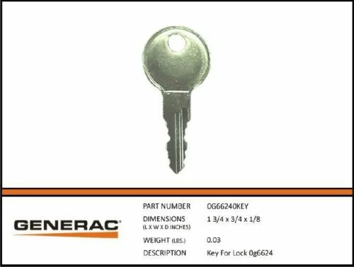 GENUINE GENERAC KEYS 0G66240KEY fits 2008 - 2025 8kw - 26kw QTY 2 - Image 1 of 1