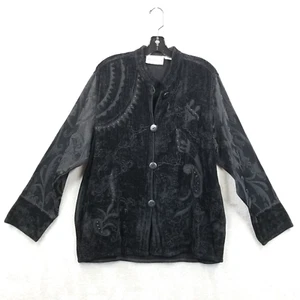 Vtg Flashback Jacket Women M Black Tapestry Beaded Paisley Oversized Artsy Boho - Picture 1 of 9